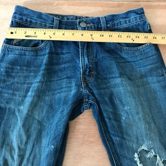 Ariat Jeans Men 30x30 Blue Mid Rise Distressed Destroyed Dark Wash Grunge Skater - Picture 9 of 12